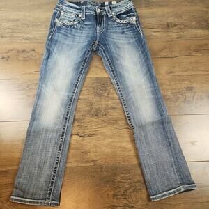 Miss Me jeans women's 28 low rise bootcut blue stretch denim pants Rhinestones